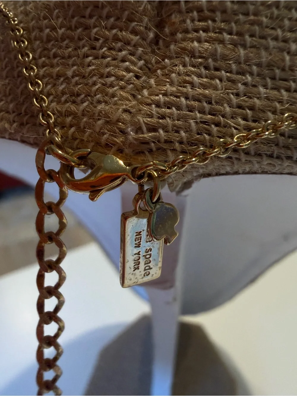 kate spade Gold-Tone Necklace with Bright Orange Square gem like Pendant